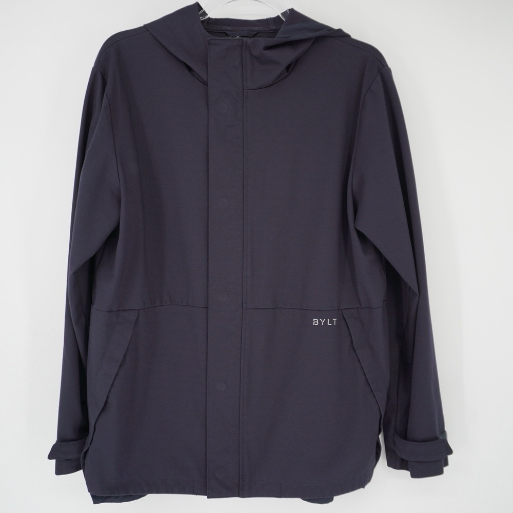 BYLT Elite + Shelter Jacket Men Medium NAVY Full Zip Magnetic Snap Hooded
